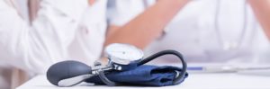 Blood pressure monitor on desk